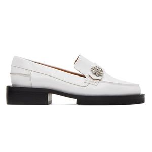 GANNI white jewel loafers.